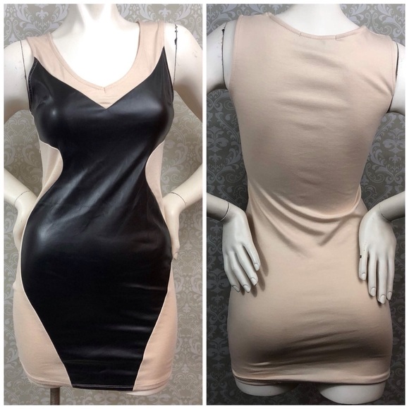 Nasty Gal Dresses & Skirts - 🇺🇸Nasty Gal Cream Black Faux Leather Dress